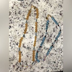 Bundle Of Two Handmade Swarovski Crystals Beaded Necklaces From Austria